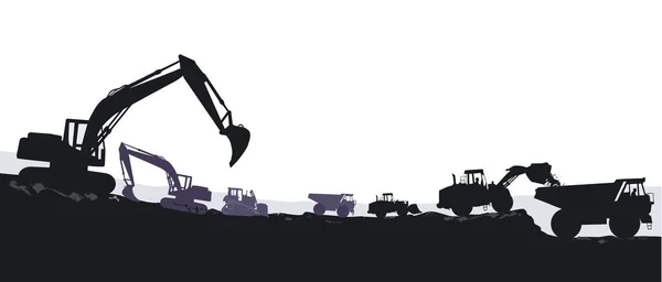 Excavatrice Bulldozer Illustration Terrassement — Image vectorielle