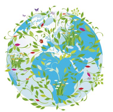 World natural heritage climate protection, isolated on white illustration clipart