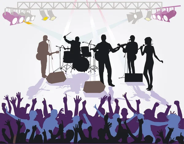 Muziekband Bij Een Concert Illustratie — Stockvector