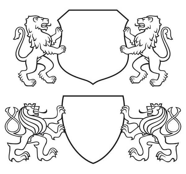 Герб Львами Белом Фоне Иллюстрация — стоковый вектор