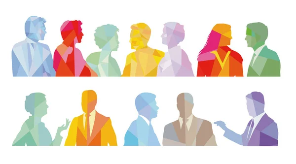 Group Colorful People Portrait White Background Illustration — Vettoriale Stock
