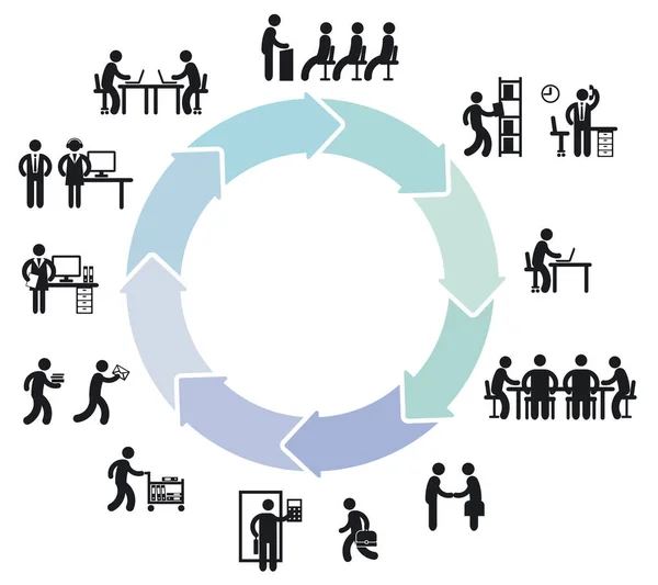 Office Work Organizing Team Information Illustration — Διανυσματικό Αρχείο