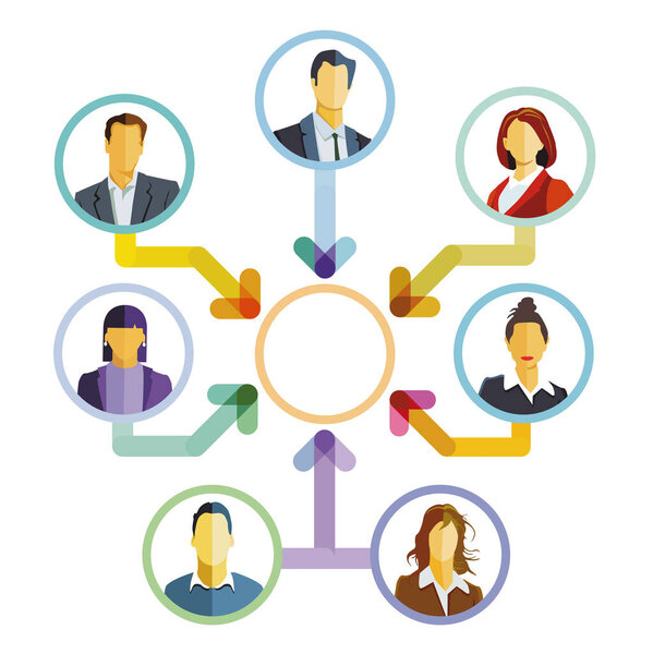 Office work and planning in team information illustration