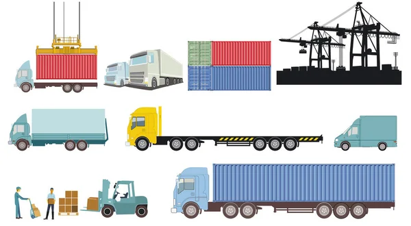 Logistik Och Sjöfart Containertransport Illustration — Stock vektor