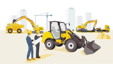 Buldozer yüklü kazıcı, illüstrasyon