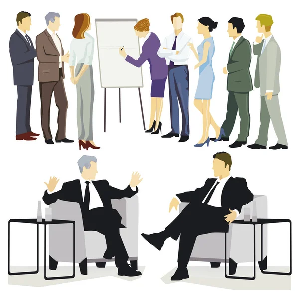 Consulta Equipe Ilustração Reunião Negócios — Vetor de Stock