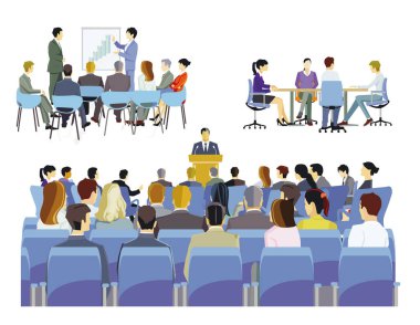 Consulting, lecture in front of employees illustration