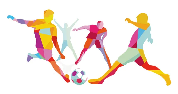 Ποδόσφαιρο Παίκτες Στο Γήπεδο Εικονογράφηση — Διανυσματικό Αρχείο