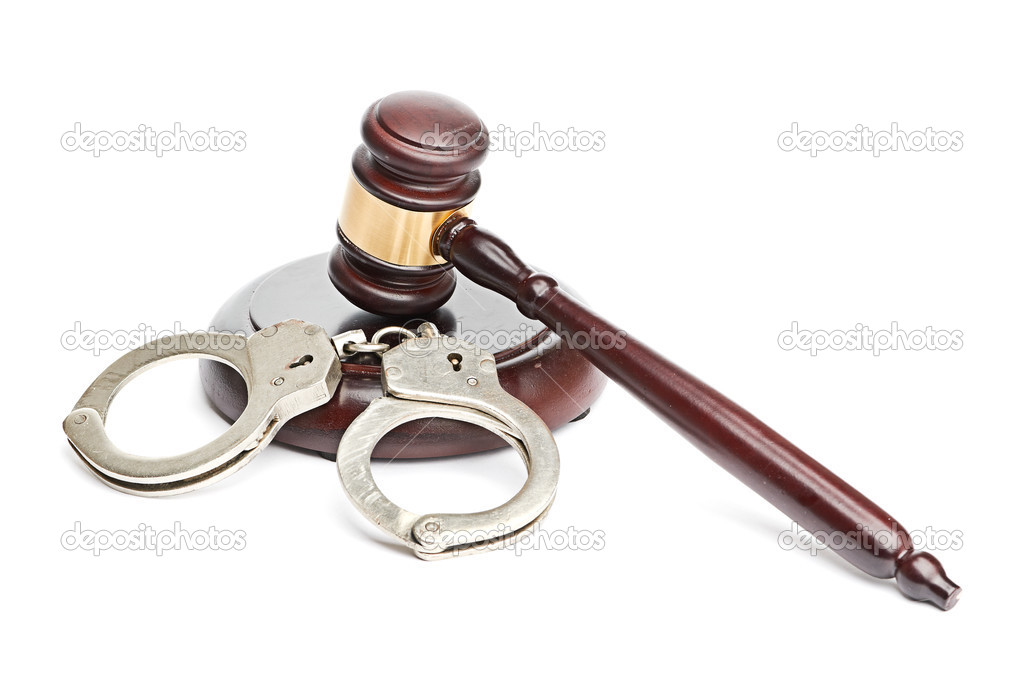 手铐和木槌– 图库图片