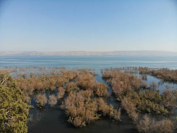 加利利西海岸 West Coast Galilee 又称提比里亚湖 Lake Tiberias 金尼特湖 Kinneret 是以色列的一个淡水湖 — 图库照片