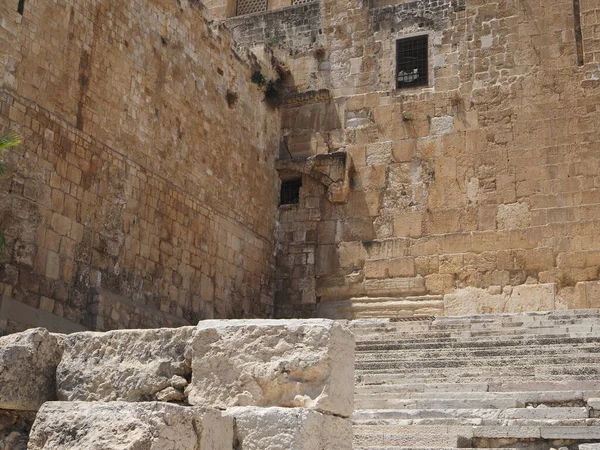 Davidson Center Archaeological Park Southern Wall Temple Mount Stairs Pilgrims — ストック写真