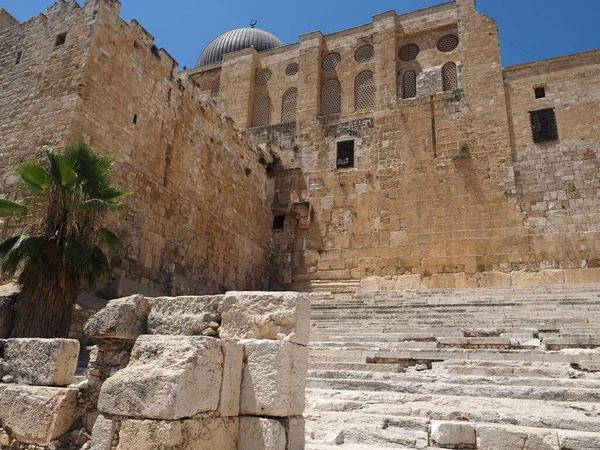 Davidson Center Archaeological Park Southern Wall Temple Mount Stairs Pilgrims — 스톡 사진