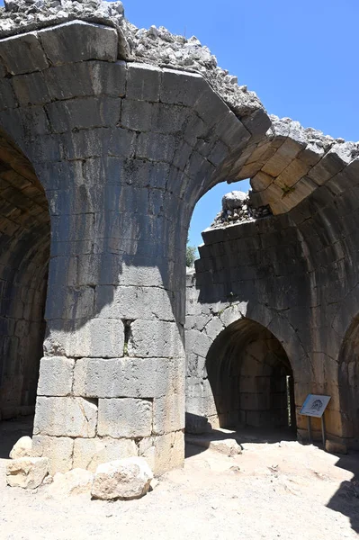 Nimrod Fort National Park  Lancet arches made of stone blocks in the walls and towers of the fortress