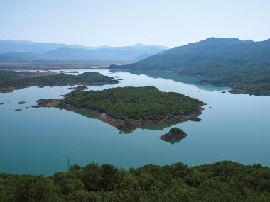 top view of the Boka Kotor Bay, the largest bay on the Adriatic Sea, surrounded by the territory of Montenegro.