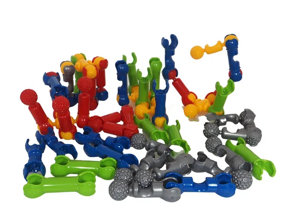 Brinquedo Colorido Elementos Para Construtor Fundo Isolado Branco — Fotografia de Stock