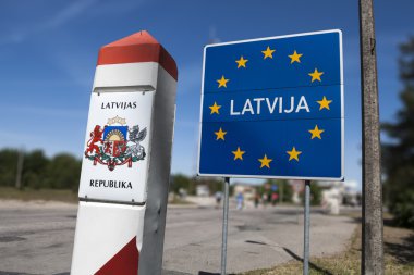 Latvia country border sign clipart