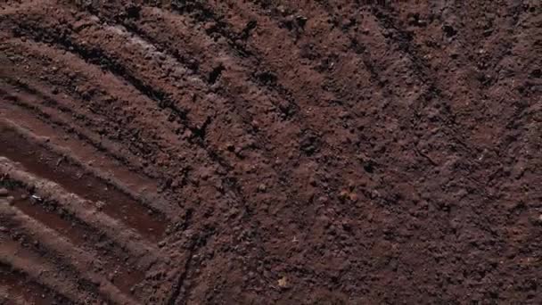 Campo de cosecha de turba vista aérea — Vídeo de stock