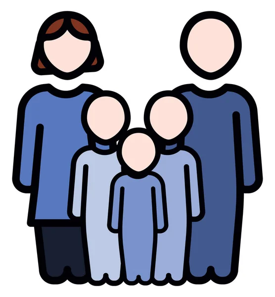Famille avec mère, père et trois jeunes enfants — Image vectorielle