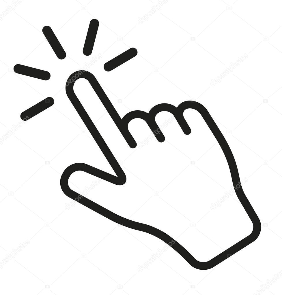 Touch screen finger tap gesture vector icon with editable line