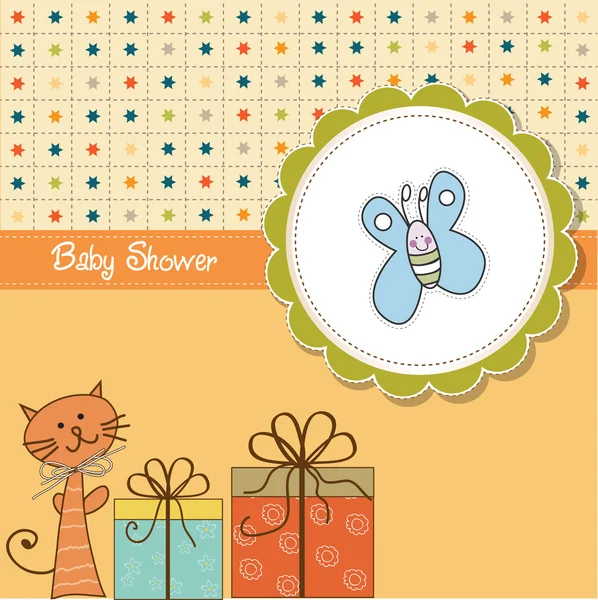 Cartão engraçado do chuveiro do bebê dos desenhos animados — Fotografia de Stock