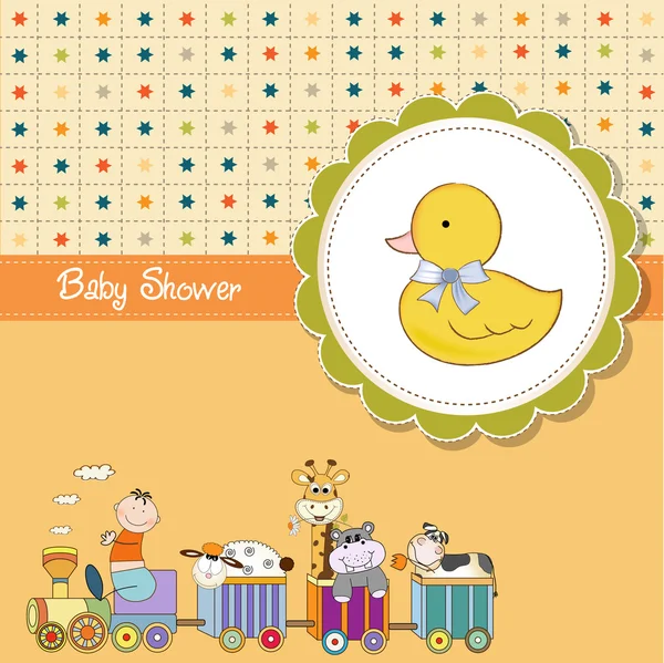 Rolig tecknad baby dusch-kort — Stockfoto