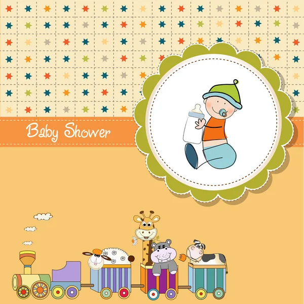 Lustige Cartoon-Baby-Duschkarte — Stockfoto