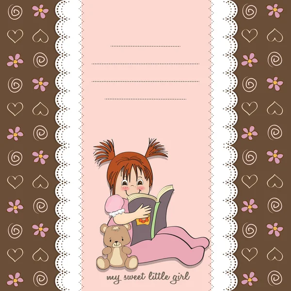本を読んで甘い小さな女の子 — ストック写真