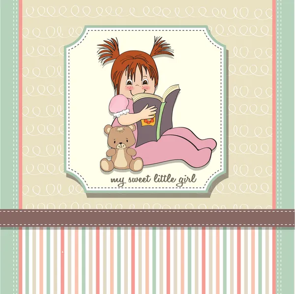 Lief klein meisje het lezen van een boek — Stockfoto