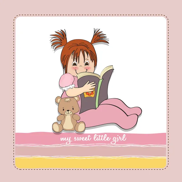 Dolce bambina che legge un libro — Foto Stock