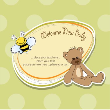 shower card with teddy bear