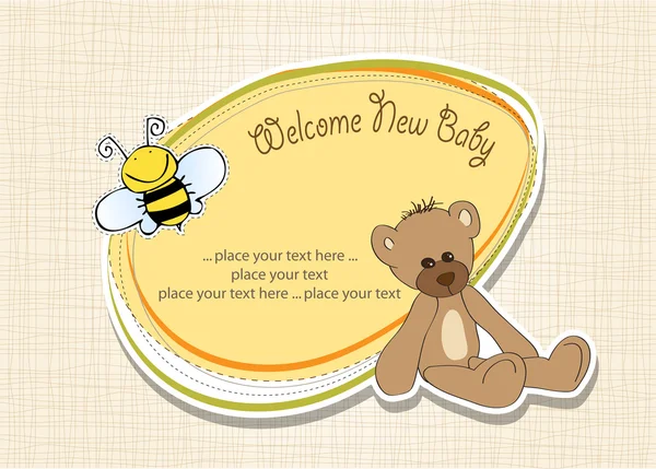 Cartoon Baby-Duschkarte mit Teddybär — Stockfoto