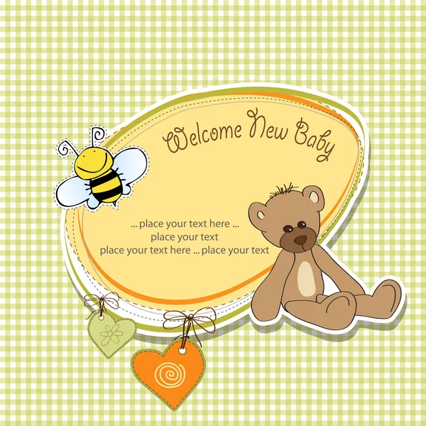 Cartoon baby shower card con orsacchiotto — Foto Stock