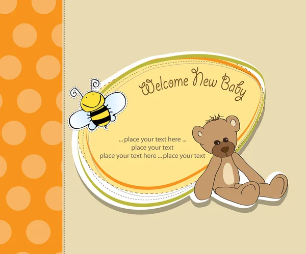 Cartoon baby shower card with teddy bear — Stockfoto