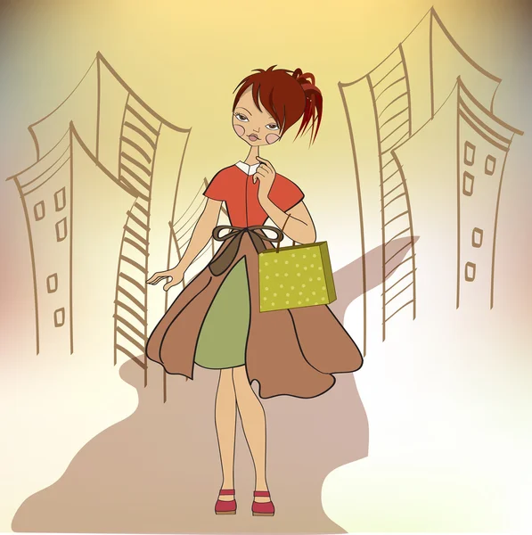 Dívka na nákupy — Stock fotografie