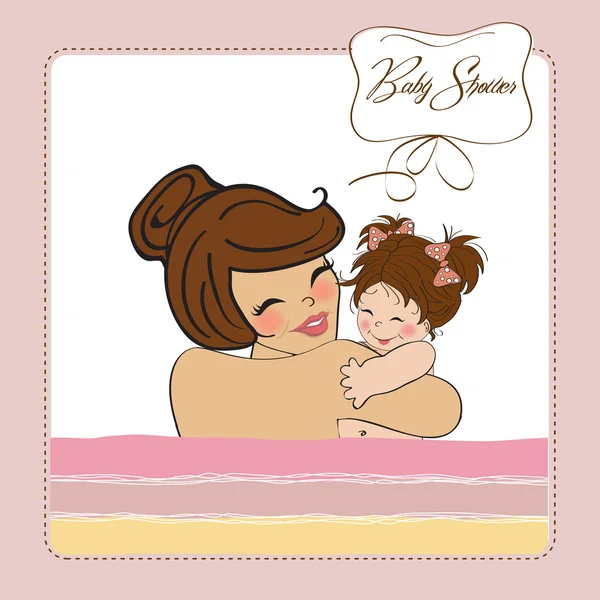 漂亮的年轻妈妈抱着一个新的女婴 — 图库照片