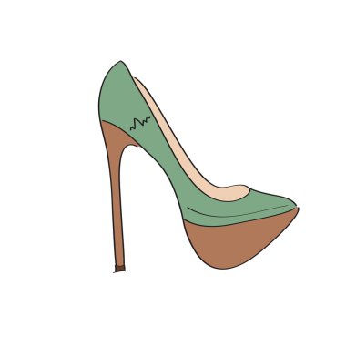 Beyaz arka plan üzerinde izole bir yüksek topuk ayakkabı