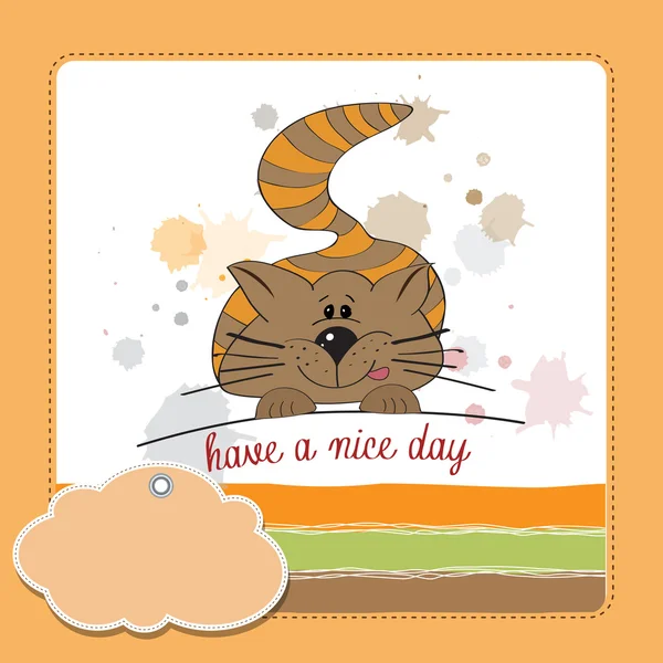 Cute kitty wishes you a nice day — Stock Photo, Image