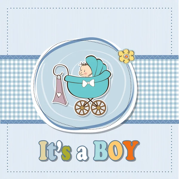 Tarjeta de anuncio del niño bebé con bebé y cochecito —  Fotos de Stock