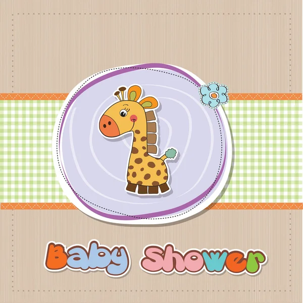 Nueva tarjeta de anuncio de bebé con jirafa — Foto de Stock