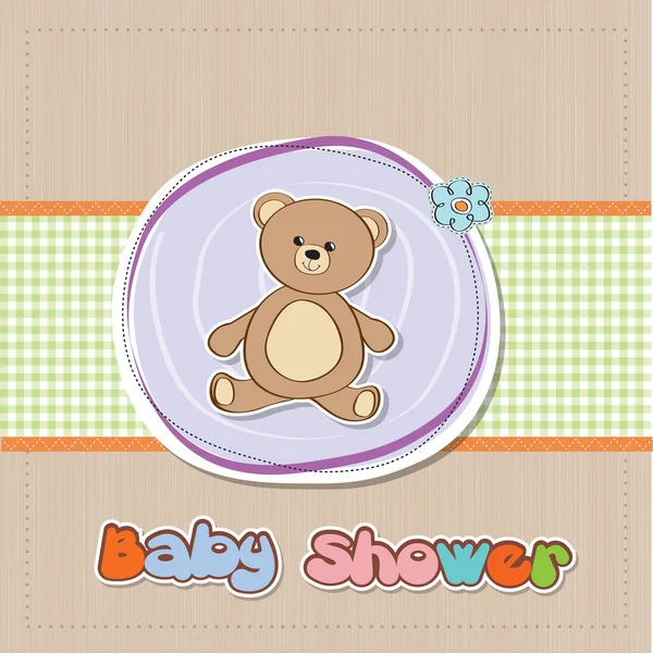 Cartão de banho de bebê com pelúcia — Fotografia de Stock