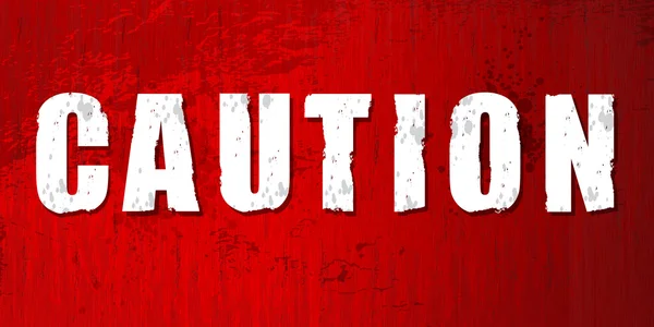 Caution sign on red — Stockfoto