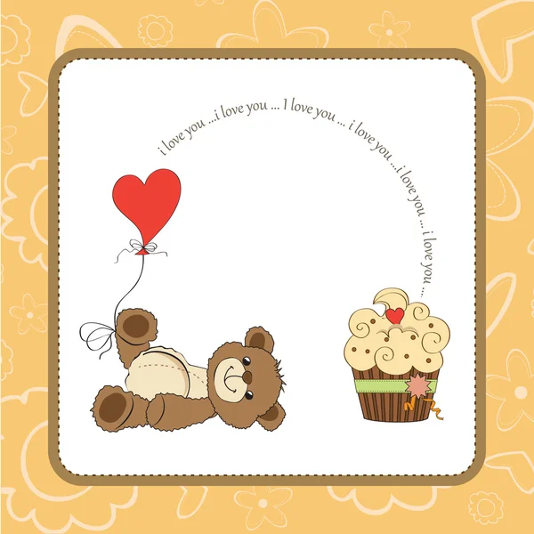 Niedliche Liebeskarte mit Teddybär — Stockfoto