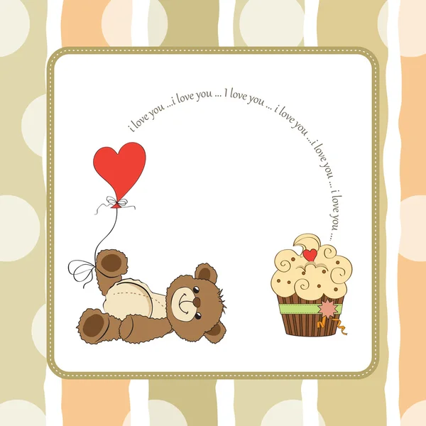 Cute love card with teddy bear — Stock Photo, Image