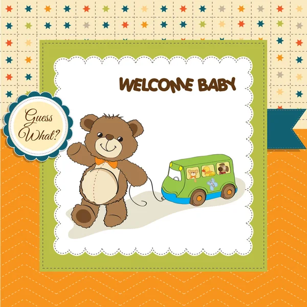 Baby shower card with cute teddy bear — Stock Photo, Image