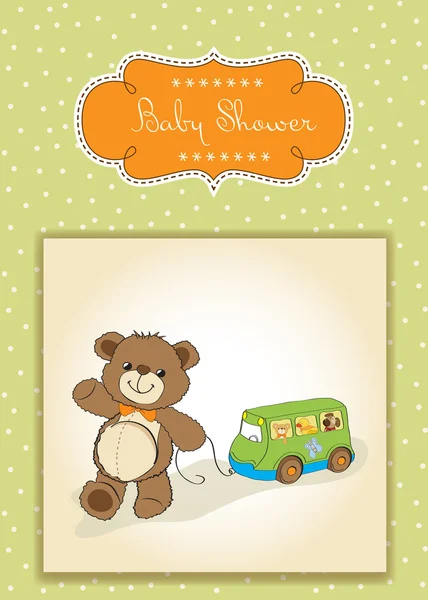 Baby-Duschkarte mit niedlichem Teddybär — Stockfoto