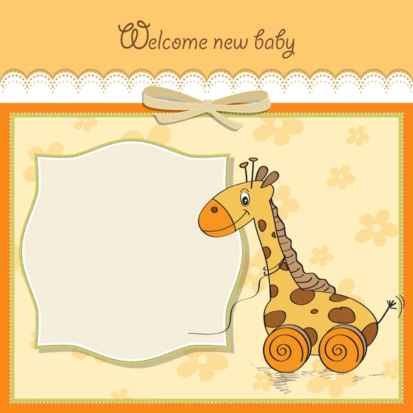 Carte de douche bébé avec girafe mignonne — Photo