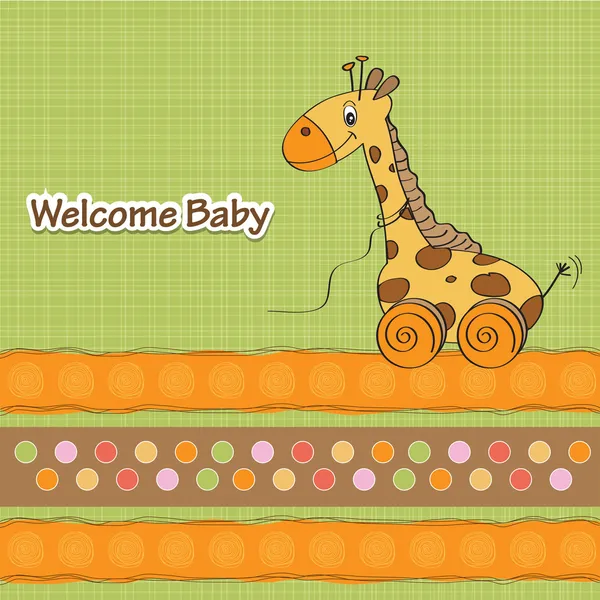 可爱长颈鹿的婴儿淋浴卡 — 图库照片