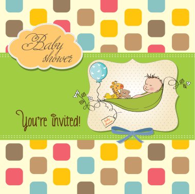 bir bezelye uyuyan çocuk olmuştur, baby shower kartı