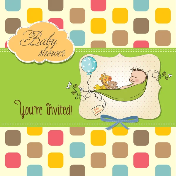 bir bezelye uyuyan çocuk olmuştur, baby shower kartı