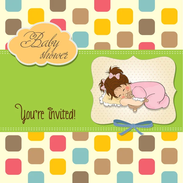 küçük kız bebek onu oyuncak ayı oyuncak ile oyun. Yeni Bebek duyurdu